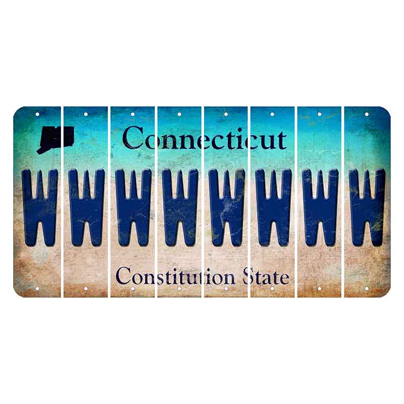 Connecticut Constitution State Cut License Plate Strips (Set of 8) W