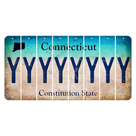 Connecticut Constitution State Cut License Plate Strips (Set of 8) Y
