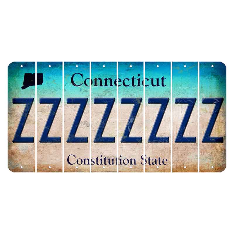 Connecticut Constitution State Cut License Plate Strips (Set of 8) Z