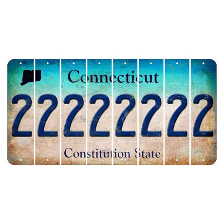 Connecticut Constitution State Cut License Plate Strips (Set of 8) 2