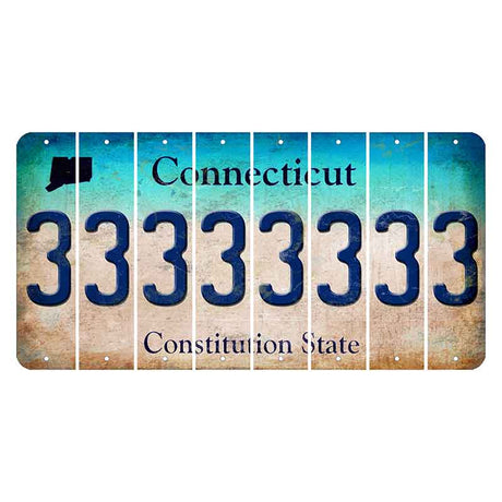Connecticut Constitution State Cut License Plate Strips (Set of 8) 3