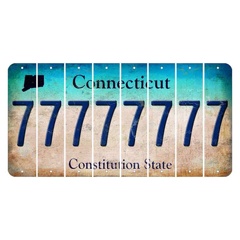 Connecticut Constitution State Cut License Plate Strips (Set of 8) 7