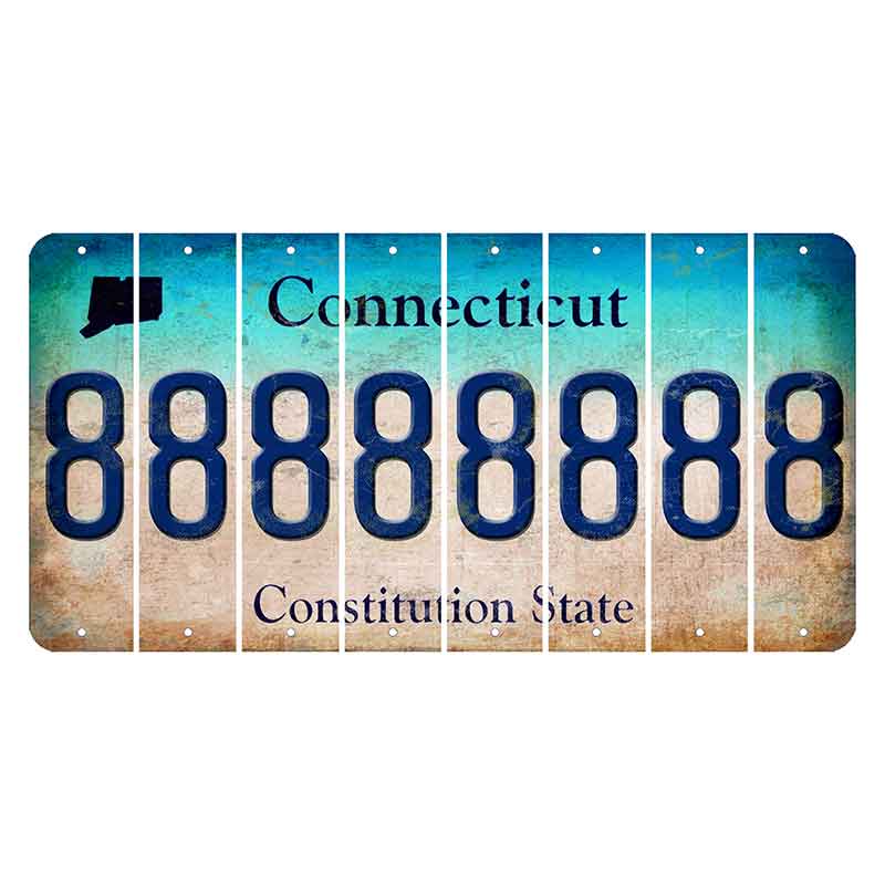 Connecticut Constitution State Cut License Plate Strips (Set of 8) 8