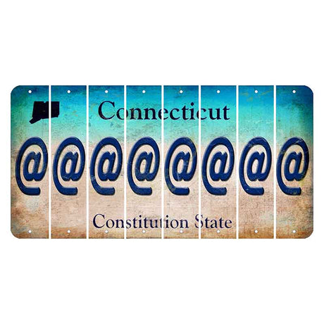 Connecticut Constitution State Cut License Plate Strips (Set of 8) At Sign