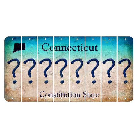Connecticut Constitution State Cut License Plate Strips (Set of 8) Question Mark