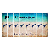 Connecticut Constitution State Cut License Plate Strips (Set of 8) Handgun