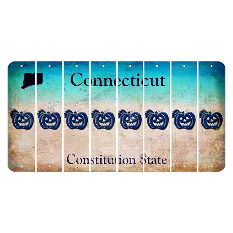 Connecticut Constitution State Cut License Plate Strips (Set of 8) Pumpkin