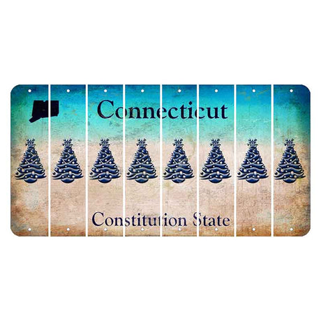 Connecticut Constitution State Cut License Plate Strips (Set of 8) Christmas Tree