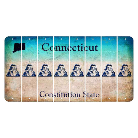 Connecticut Constitution State Cut License Plate Strips (Set of 8) Santa Claus