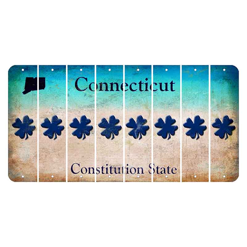 Connecticut Constitution State Cut License Plate Strips (Set of 8) Shamrock