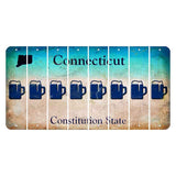 Connecticut Constitution State Cut License Plate Strips (Set of 8) Beer Mug