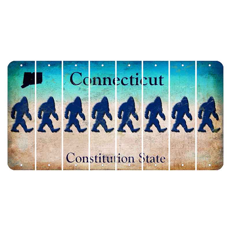 Connecticut Constitution State Cut License Plate Strips (Set of 8) Bigfoot