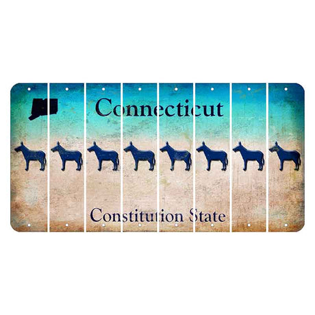 Connecticut Constitution State Cut License Plate Strips (Set of 8) Donkey