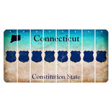 Connecticut Constitution State Cut License Plate Strips (Set of 8) Police Badge