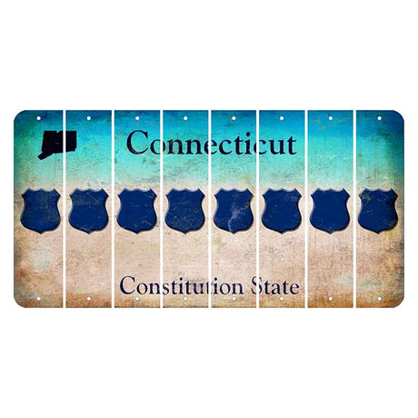 Connecticut Constitution State Cut License Plate Strips (Set of 8) Police Badge