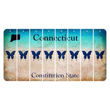 Connecticut Constitution State Cut License Plate Strips (Set of 8) Butterfly