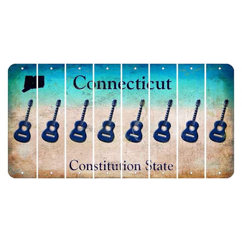 Connecticut Constitution State Cut License Plate Strips (Set of 8) Guitar
