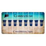 Connecticut Constitution State Cut License Plate Strips (Set of 8) Latte