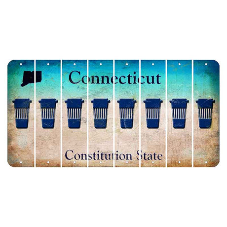 Connecticut Constitution State Cut License Plate Strips (Set of 8) Latte