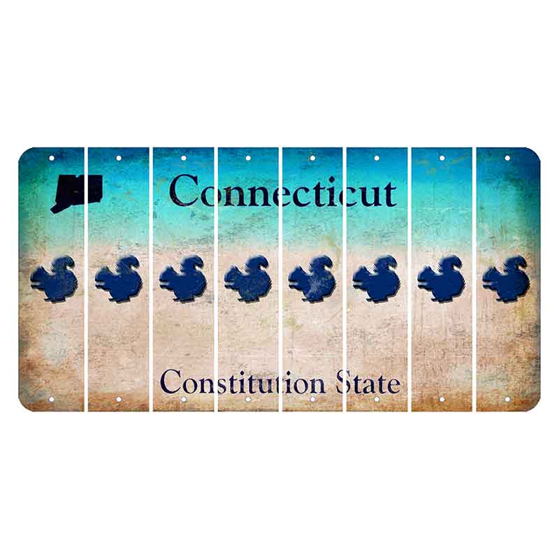 Connecticut Constitution State Cut License Plate Strips (Set of 8) Squirrel