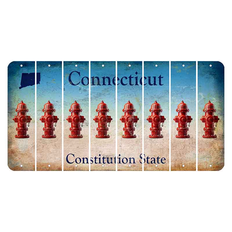 Connecticut Constitution State Cut License Plate Strips (Set of 8) Fire Hydrant