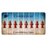Connecticut Constitution State Cut License Plate Strips (Set of 8) Fire Hydrant