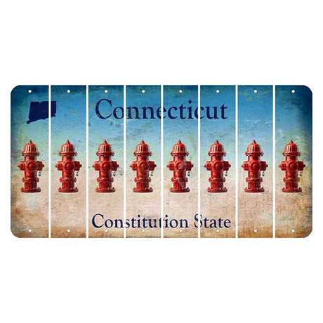 Connecticut Constitution State Cut License Plate Strips (Set of 8) Fire Hydrant