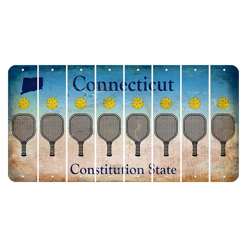 Connecticut Constitution State Cut License Plate Strips (Set of 8) Pickleball