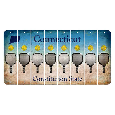 Connecticut Constitution State Cut License Plate Strips (Set of 8) Pickleball