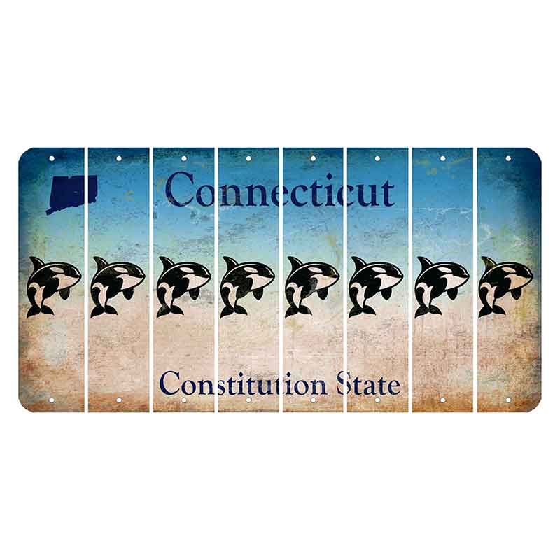 Connecticut Constitution State Cut License Plate Strips (Set of 8) Whale
