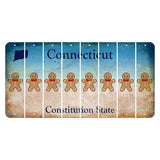 Connecticut Constitution State Cut License Plate Strips (Set of 8) Gingerbread Man