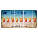 Connecticut Constitution State Cut License Plate Strips (Set of 8) Cocktail