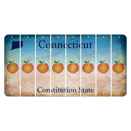 Connecticut Constitution State Cut License Plate Strips (Set of 8) Peach