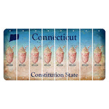 Connecticut Constitution State Cut License Plate Strips (Set of 8) Milkshake