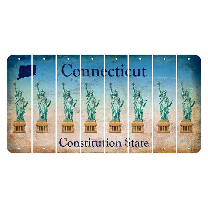 Connecticut Constitution State Cut License Plate Strips (Set of 8) Statue of Liberty
