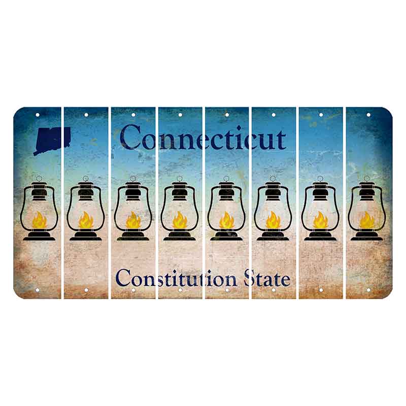 Connecticut Constitution State Cut License Plate Strips (Set of 8) Lantern