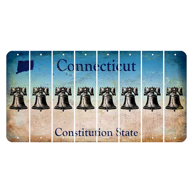 Connecticut Constitution State Cut License Plate Strips (Set of 8) Liberty Bell