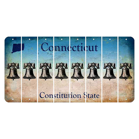 Connecticut Constitution State Cut License Plate Strips (Set of 8) Liberty Bell