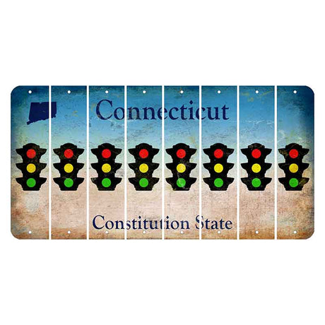 Connecticut Constitution State Cut License Plate Strips (Set of 8) Traffic Light