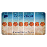 Connecticut Constitution State Cut License Plate Strips (Set of 8) Basketball