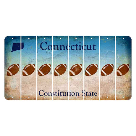 Connecticut Constitution State Cut License Plate Strips (Set of 8) Football