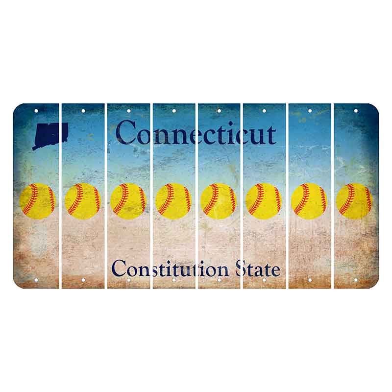 Connecticut Constitution State Cut License Plate Strips (Set of 8) Softball