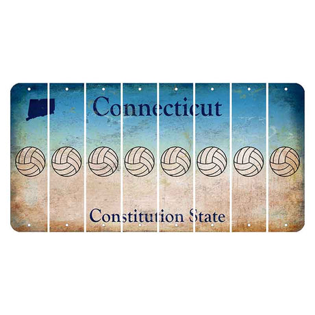 Connecticut Constitution State Cut License Plate Strips (Set of 8) Volleyball