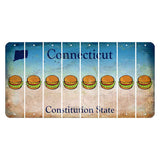 Connecticut Constitution State Cut License Plate Strips (Set of 8) Hamburger