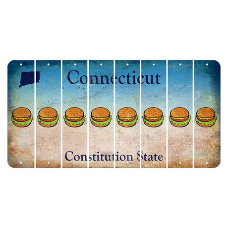 Connecticut Constitution State Cut License Plate Strips (Set of 8) Hamburger