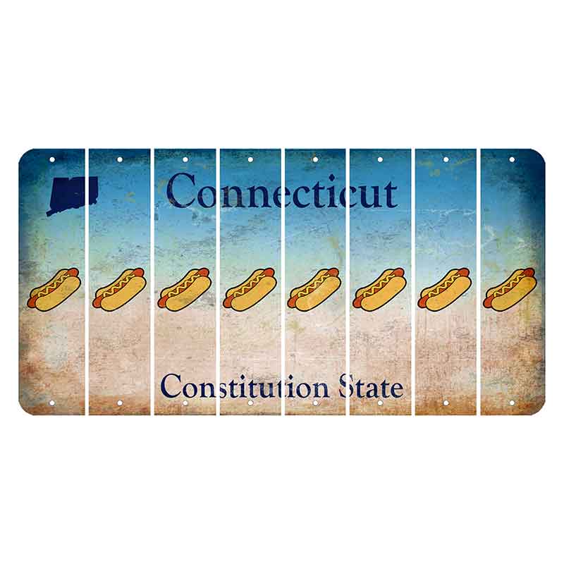 Connecticut Constitution State Cut License Plate Strips (Set of 8) Hotdog