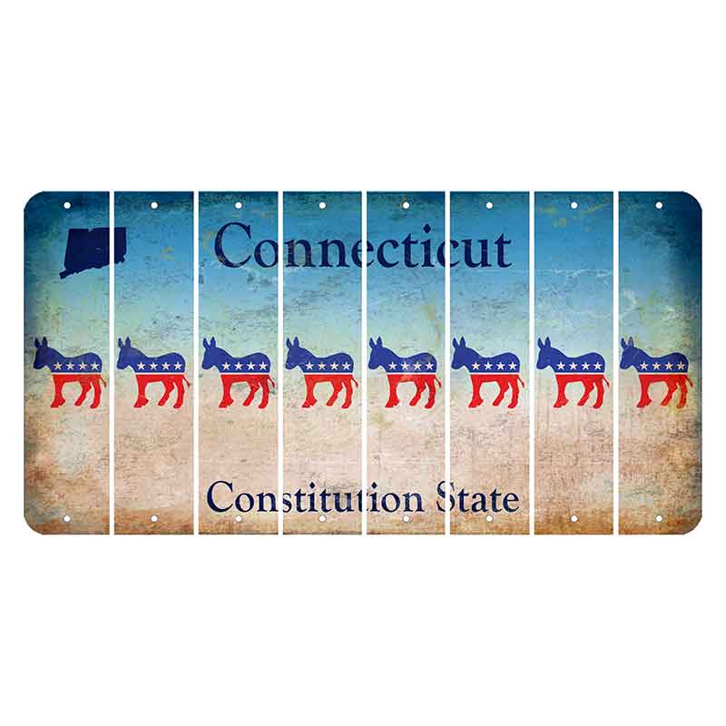 Connecticut Constitution State Cut License Plate Strips (Set of 8) Democrat