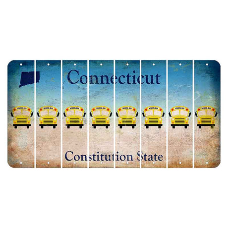 Connecticut Constitution State Cut License Plate Strips (Set of 8) School Bus
