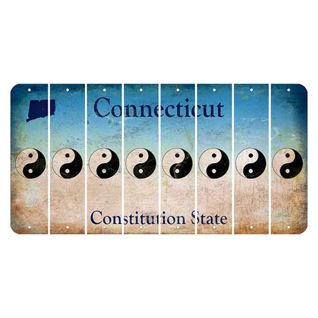Connecticut Constitution State Cut License Plate Strips (Set of 8) Yin Yang