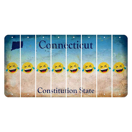 Connecticut Constitution State Cut License Plate Strips (Set of 8) Emoji - Laughing